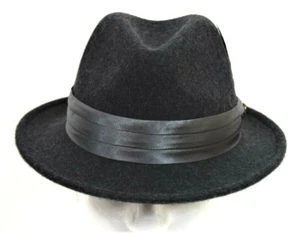 Men's Fedora Dress Hat Solid Charcoal Gray UN-109 100% Australian Wool - Picture 1 of 4