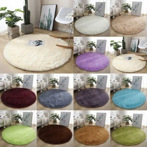 Round Non-slip Rugs Floor Living Room Bedroom Rug Shaggy Mat Soft Carpet New AU - Picture 1 of 25
