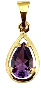 Colgante Auténtica Oro 333 Amatista Gotas Oro Amarillo Mujer 8 Quilates - Imagen 1 de 3