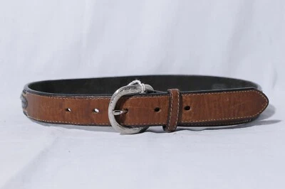 Женский коричневый и черный кожаный ковбойский ковбойский ковбойский ремень Justin 26 - Изображение 1 из 4