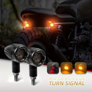 2PC Motorcycle LED Turn Signal Indicators Stop Light Mini Bullet Warning Lamp - Bild 1 von 9