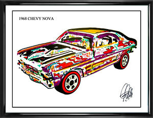 1968 Chevy Nova Car Racing Poster Print Wall Art 18x24