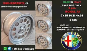 Cerchi lega Alfa Romeo Ronal A1 15 pollici 4x98 Alfetta Alfetta Gt GTV 75 wheels - Imagen 1 de 8