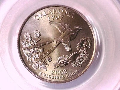 Oklahoma 2008 P Washington State Quarter PCGS MS 68 Satin Finish 12536989 - Image 1 of 3