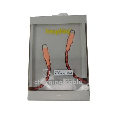 Heyday 6'  USB-C Braided Charging Cable Coral Pink iPhone Compatible - Image 1 of 4