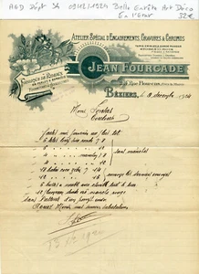 Dépt 34 - Béziers 4 Rue Flourens - Belle Entête Art Déco Secteur Décoration 1924 - Picture 1 of 1