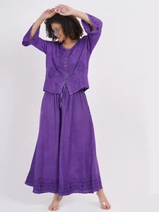 Conjunto de pantalón palazzo de pierna ancha con botones bordados para mujer lote mixto al por mayor - Imagen 1 de 16