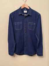 Frank & Oak Men's Cotton Denim Long Sleeve Shirt Blue, Button Up, Medium