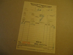 McGowin Tire & Equipment Co circa 1960's MOBILE ALA billhead - Picture 1 of 2