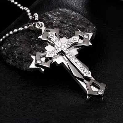 Collar Colgante Cruz Circonita Cúbica Multicapa Creativo Titanio Hombres Mujeres Foto 1 de 4