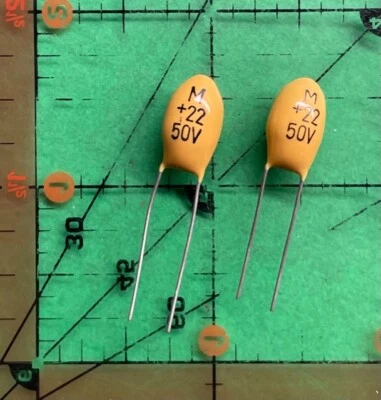 Capacitors Tantalum CAT226M050RDL 22uF 50v Radial Yellow 2pcs - Image 1 of 2