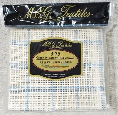 M.C.G. Textiles GRAPH N' LATCH RUG CANVAS 3.75 Mesh 36"x60" Hook NEW in Pkg - Image 1 of 2