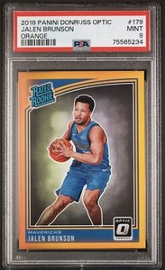 2018-19 JALEN BRUNSON ROOKIE RC PANINI DONRUSS OPTIC #179 ORANGE /199 PSA 9