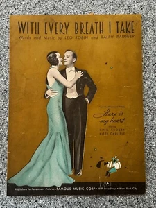 With Every Breath I Take Leo Robbin Here Is My Heart 1934 Bing Crosby Music De Colección - Imagen 1 de 7