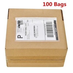 100 sobres de factura transparentes para lista de embalaje de 7,5" x 5,5" bolsas deslizantes cerradas de 7,5" x 5,5" - Imagen 1 de 7