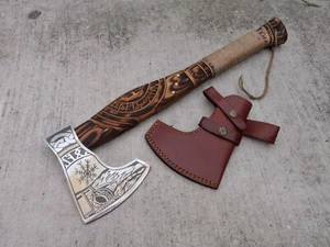 21 Viking Battle axe Hand Forged Custom Leather Sheath 6x5 Head Heavy Duty Etch - Picture 1 of 4