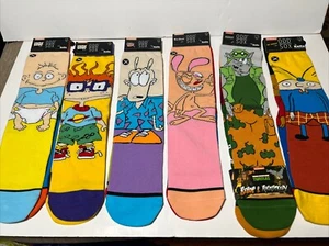 6 Pairs Nickelodeon Odd Sox Rugrats REN & Stimpy Hey Arnold Ninja Turtles New - Picture 1 of 16