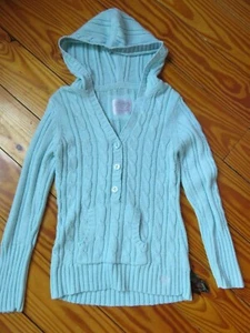 Adorable Girls Justice Mint Green Hooded Sweater Size 14 - Picture 1 of 7