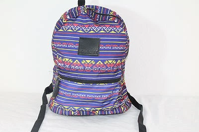 VOLCOM "ONE WAY TICKET" NAVY MULTI-COLOR TRAVEL/BOOK BACKPACK W/ LEATHER ACCENTS - Image 1 of 4