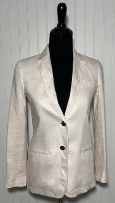 Blazer J.CREW Lino Rosa Claro C2364 Mujer Talla 00 Carrera Informal 2 Botones Foto 1 de 4