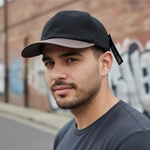 City Hunter Herren schwarz/braun Leder Schirmmütze Baseballkappe Einheitsgröße - Bild 1 von 9