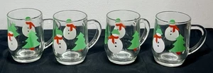 Vintage 1980er Glas Luminarc Schneemann Tassen 4er Set - Made in USA - Bild 1 von 8