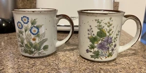 De colección-2 tazas de gres flor silvestre tazas años 70 marrón moteado-excelente estado - Imagen 1 de 11