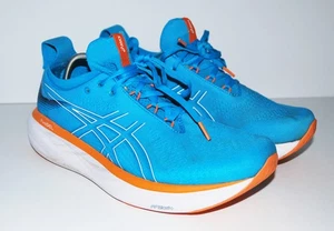 Asics Gel Nimbus 25 Straßenlaufschuhe Island Blue Peach Turnschuhe UK 9,5 EX Weite - Bild 1 von 8