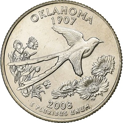 [#394267] United States, Quarter, Quarter Dollar, 2008, Denver, Oklahoma 1907 - Image 1 of 2