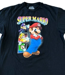 T-shirt grafica Super Mario Bros. Mario Wario Luigi Waluigi XL maglietta cotone nero - Foto 1 di 10
