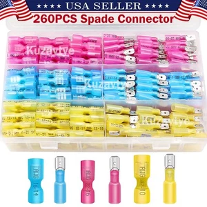 520-100Pcs Heat Shrink Spade Connectors Quick Disconnect Female Spade Terminals - Picture 1 of 28