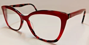 Kay Unger Red Black Clear Tortoise Cat Eyeglasses K237 Red 55 16 145 -Very Nice! - Picture 1 of 9