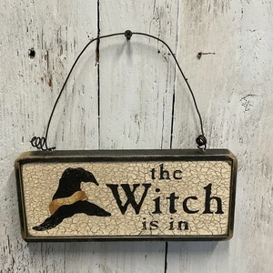 Witch Is In Out 2 Sided Hanging Wood Sign Wicked Halloween Wizard of Oz - Picture 1 of 7
