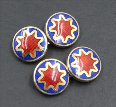 Gemelos Italia plata de ley 925 azul rojo y dorado esmalte para hombre Estate Foto 1 de 3
