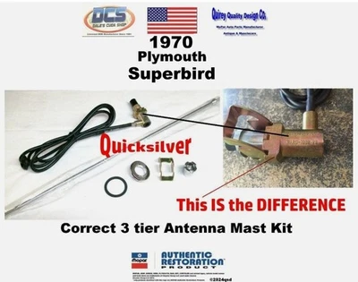 Kit de antena de mastro 1970 Plymouth Superbird Correct 3 camadas 2889826 pkg novo MoPar - Imagem 1 de 2