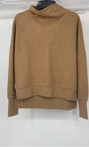 Calia Womens Tan Herringbone Funnel Neck Long Sleeve Pullover Sweatshirt Size M - Picture 1 of 6