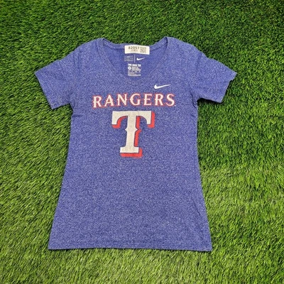 NIKE Texas-Rangers Shirt Teens XS 14x24 Arch Spellout Blue - Image 1 of 4