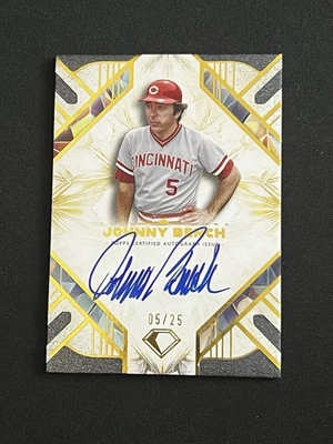 Tarjeta autógrafa Topps Diamond Icons Johnny Bench 2025 automática en tarjeta/25 rojos AC-JB Foto 1 de 4