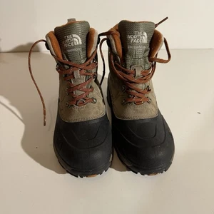 The North Face Youth Size 4 Chilkat Lace II Winter Boots Tan Orange Snow Hiking - Picture 1 of 8