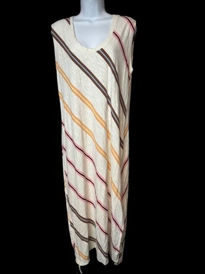 Lou & Grey Size  Medium Softserve Slub Knit Maxi Dress Cream Stripe Casual Comfy - Image 1 of 4