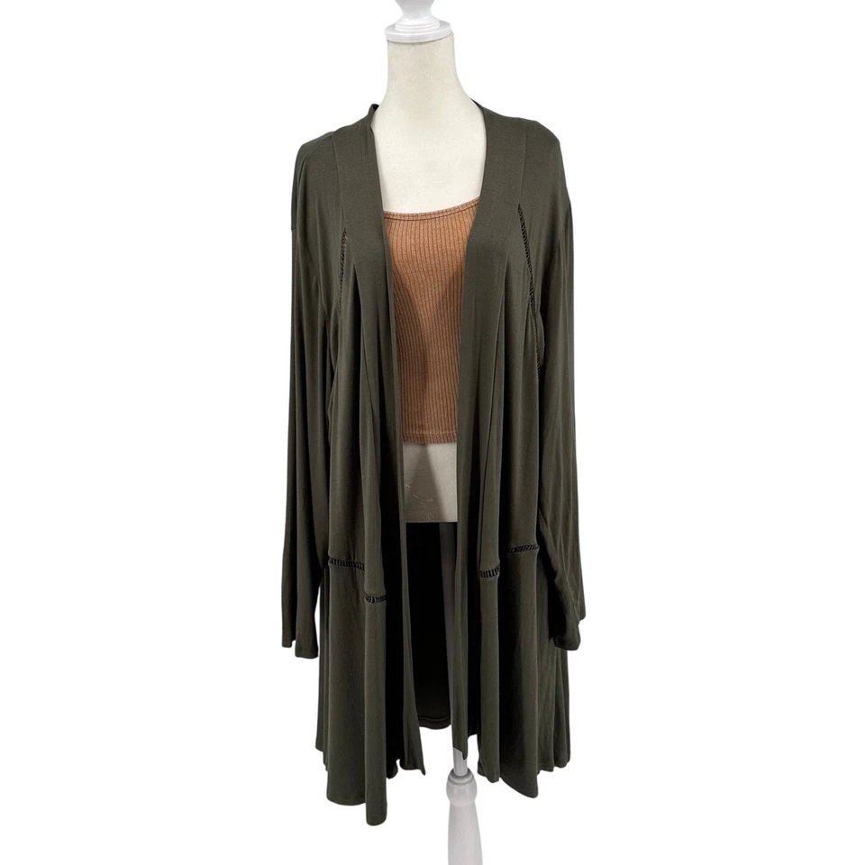 Chaqueta Cárdigan Avenue Verde Mujer Talla 26/28 Frente Abierto Drapeado Encaje Nuevo con Etiquetas Foto 1 de 4