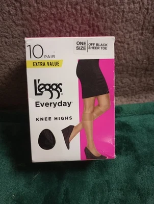 Legggs Everyday Rodilleras 10 Pares Valor Extra Negro Puntera Transparente Talla Única Nuevo Foto 1 de 4