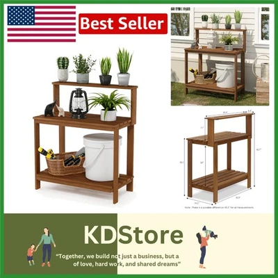 Скамья для горшков Tioman уличная из твердых пород дерева - прочная, стильная, идеально подходит для сада - Изображение 1 из 4