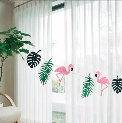 Guirnalda de banner de fieltro de hoja de plátano palmera flamenco de verano suministros de fiesta Defor Foto 1 de 4