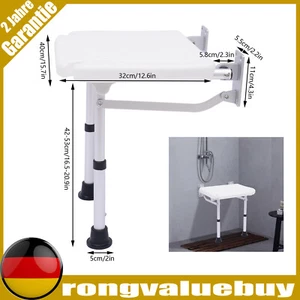Folding Seat Bath Chair Shower Stool Wall Mounted Shower Seat For Elderly UK - Bild 1 von 15