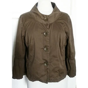 Live A Little Womens Jacket Sz L Khaki Button Front Casual - Picture 1 of 6