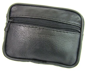 Borsa per monete unisex denaro vera morbida pelle nera porta carte di credito borsa - Foto 1 di 12