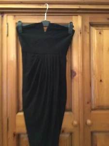 Ladies Rare Elegant Strapless black midi dress with side slit-size 10 - Picture 1 of 4