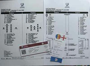 2025 Andorra v England UEFA Teamsheet & Final report  & COPY Of Ticket - Picture 1 of 1