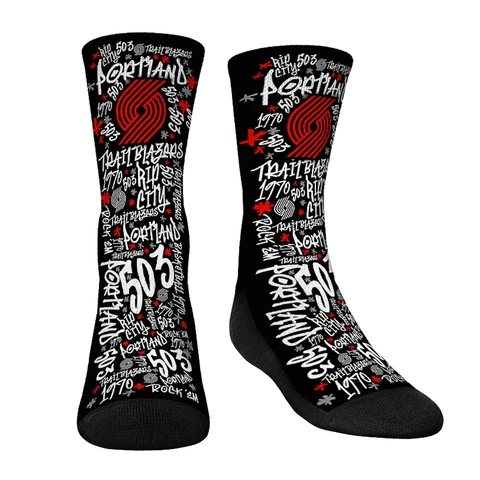Youth Rock Em Socks  Portland Trail Blazers Graffiti Crew Socks Cover